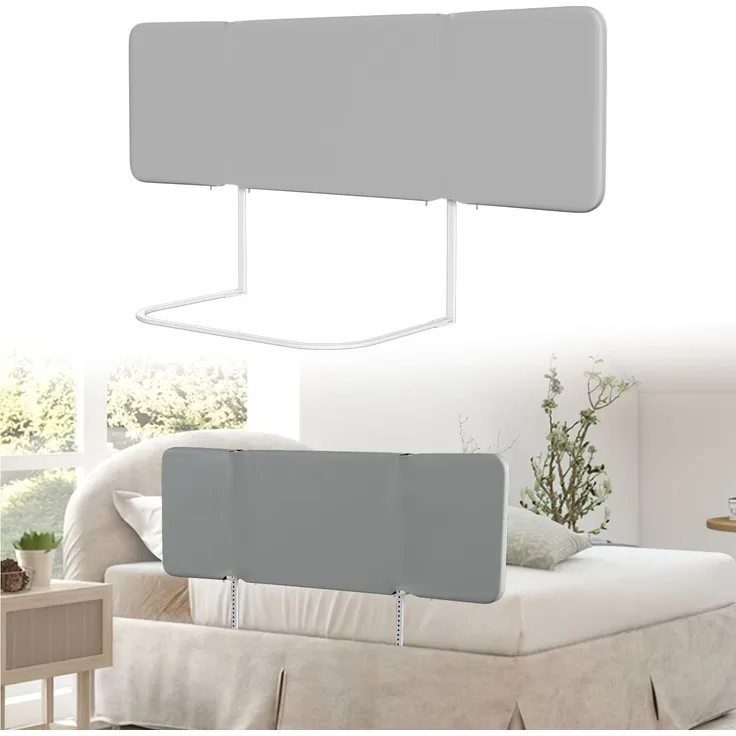 Eikuavons Klappbares Bettgitter 150 cm, Grau, höhenverstellbar 0-30 cm, für Matratzen 8-30 cm, Kunststoff, Grau