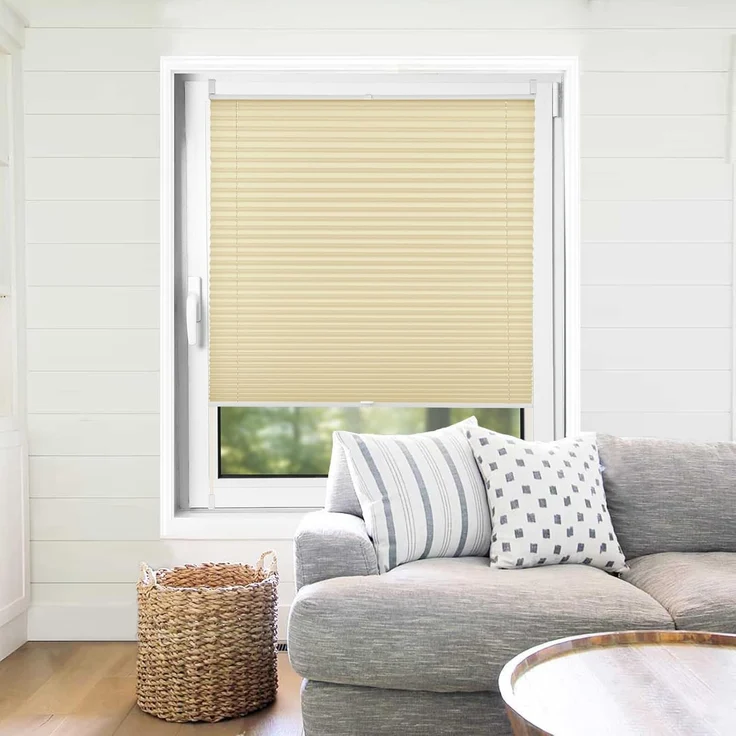 Plisseerollo ohne Bohren Klemmfix 100x120 cm(BxH) Creme Jalousie Sonnenschutz Easyfix Faltrollo Lichtdurchlässig Rollo für Fenster & Tür – Bild 8