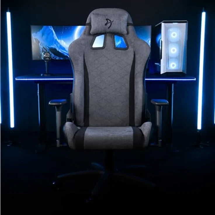Arozzi Avanti Gaming Stuhl, Soft Fabric mit ergonomischen Armlehnen, grau – Bild 7
