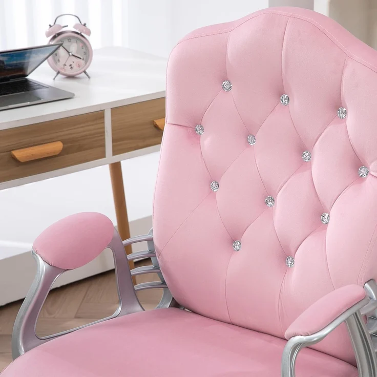 Vinsetto Bürostuhl Drehstuhl, Schreibtischstuhl mit Schwenkrädern (Chefsessel, 1 St), für Wohnzimmer, Büro, Rosa – Bild 9