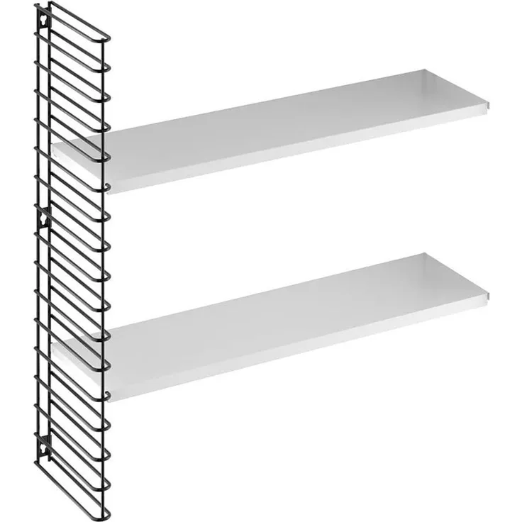 METALTEX 377613000 TOMADO Bücherregal Erweiterungsset mit 2 weißen Böden u. 1 Seitengitter in schwarz / TOMADO-Regalsystem-Erweiterung