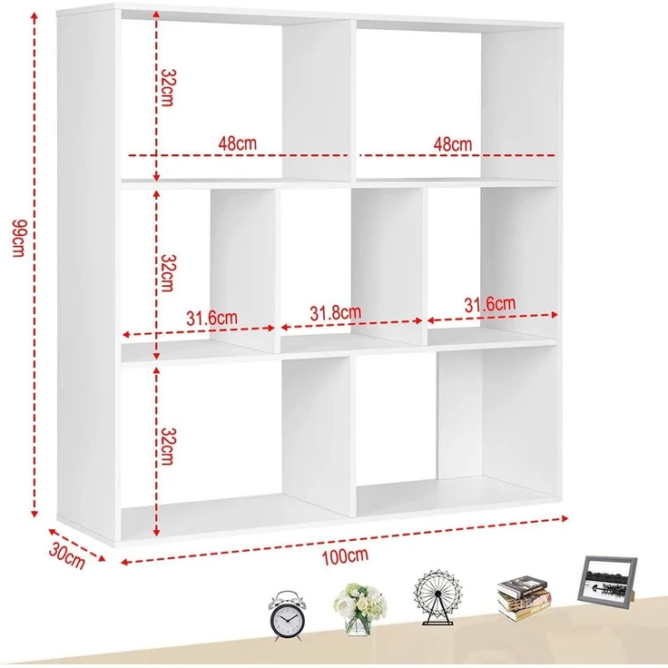 EUGAD Bücherregal, 1-tlg, Würfelregal mit 7 Fächern, Raumteiler 100x100x30 cm – Bild 2