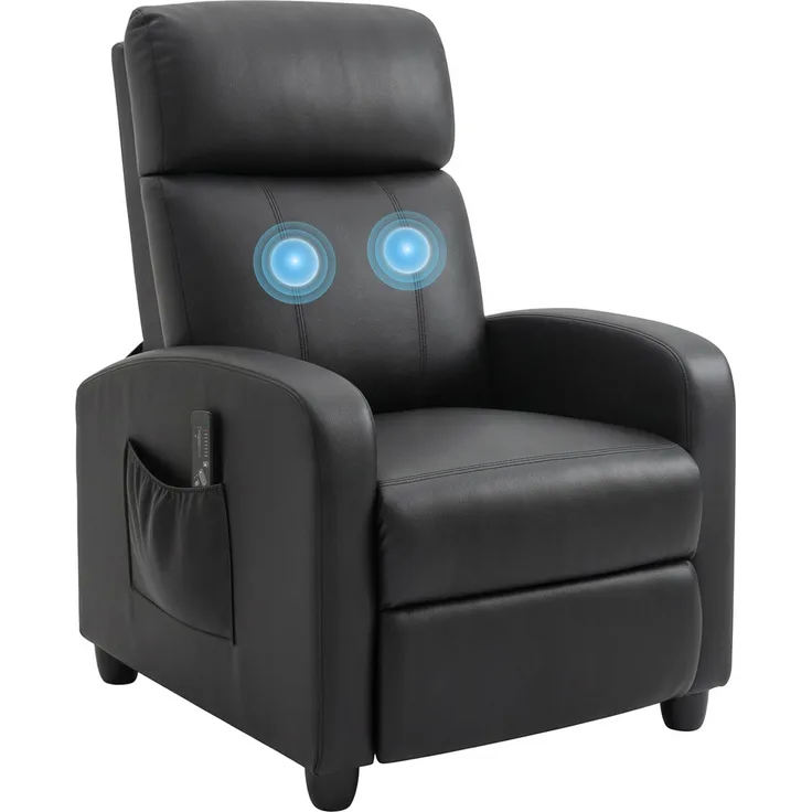 MELAYR, Relaxsessel Fernsehsessel mit Vibrationsmassage, Massagesessel mit Liegefunktion, 68 x 88 x 98 cm, Schwarz