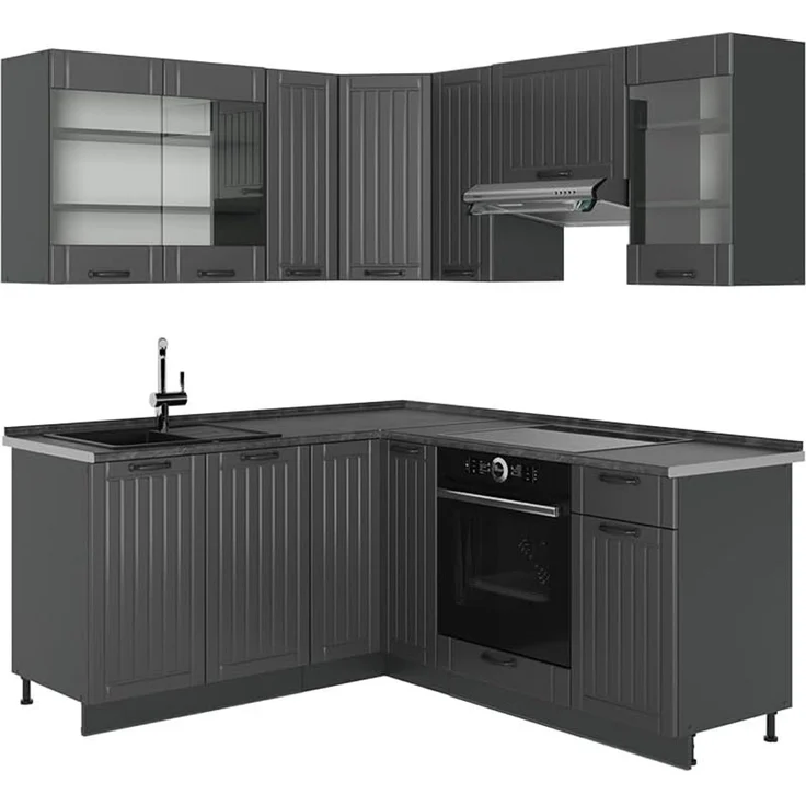 Eckküche Fame-Line Dunkelgrau/Anthrazit 190 x 160 cm, AP Anthrazit Vicco – Bild 1