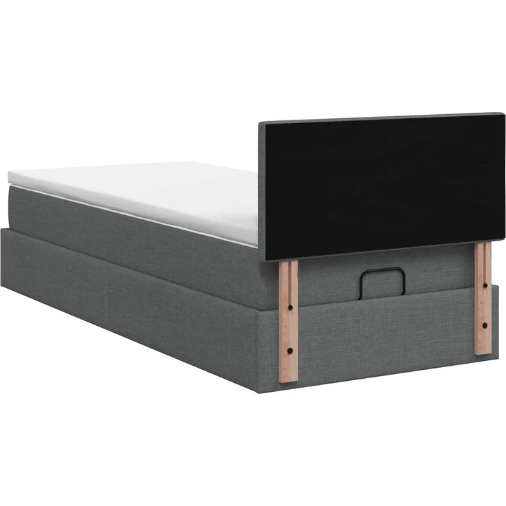 vidaXL Ottoman-Bett mit Matratze und LED Dunkelgrau 90 x 200 cm Stoff 3456878 – Bild 10