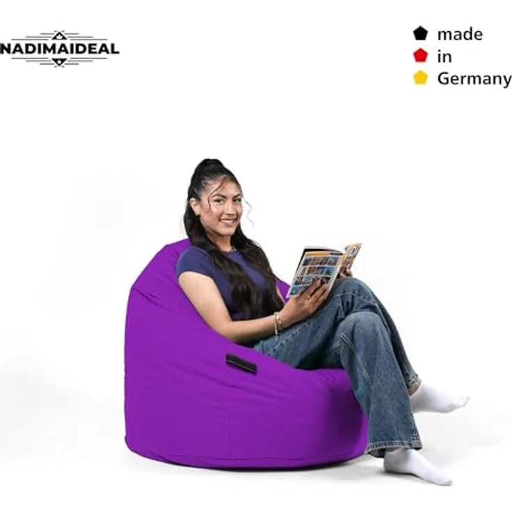 Nadimaideal Sitzsack Tropfenform Kastanie | Bodenkissen für Kinder & Erwachsene | Indoor & Outdoor | Gaming Sitzsack - Sitzkissen - Beanbag | Füllung EPS Perlen (Lila, XXL-Durchmesser 88 cm) – Bild 8