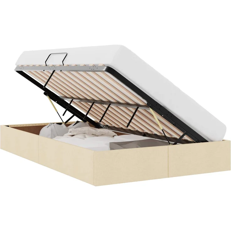 vidaXL Ottoman Bettgestell mit Speicher Creme 120 x 200 cm Stoff 3442818 – Bild 2