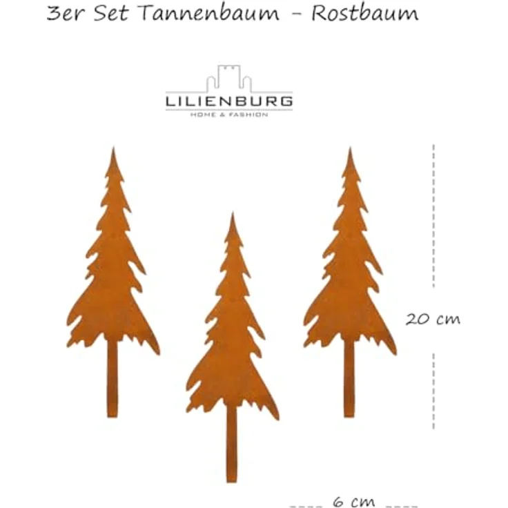 LB H&F Lilienburg Gartenstecker 3er SET Deko Weihnachten Rost Tannenbaum Rostdeko Garten aussen Winter Dekostecker Blumenkasten Stecker Kübel Advent Metall Herbst – Bild 4