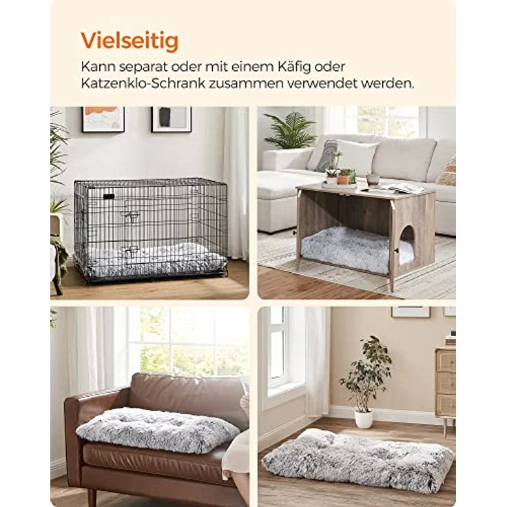 Feandrea Hundebett, Hundekissen, Flauschige Hundematte, Langer Plüsch, 105x68 cm, weiche Polsterung, waschbar, multifunktional, Ombré-Grau PGW206GA01 – Bild 5