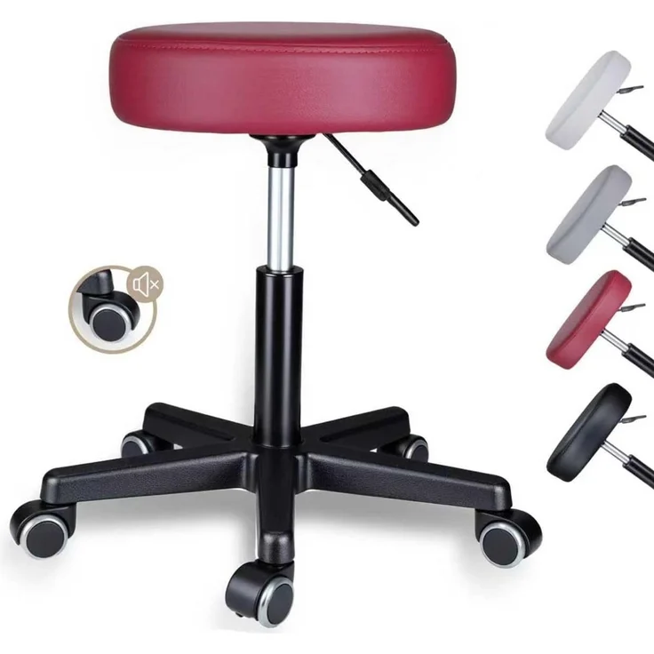 Zedelmaier Hocker Drehhocker Bürohocker Barhocker Arbeitshocker Polsterung, 44-58cm Höhenverstellbarer, 360°drehbar mit 5 Rollen – Bild 5