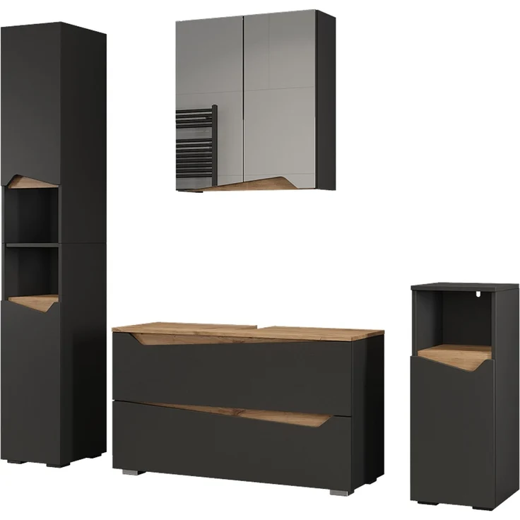Badmöbel-Set Marelle Anthrazit/Artisan-Eiche 4 Teile Vicco – Bild 1