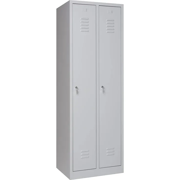 furni24 Garderobenschrank 60 x 50 x 180 cm Garderobenspind Umkleidespind Spind Schrank Kleiderschrank Abschließbar grau 2-türig 30cm Abteilbreite fertig montiert Verschiedene Ausführungen verfügbar