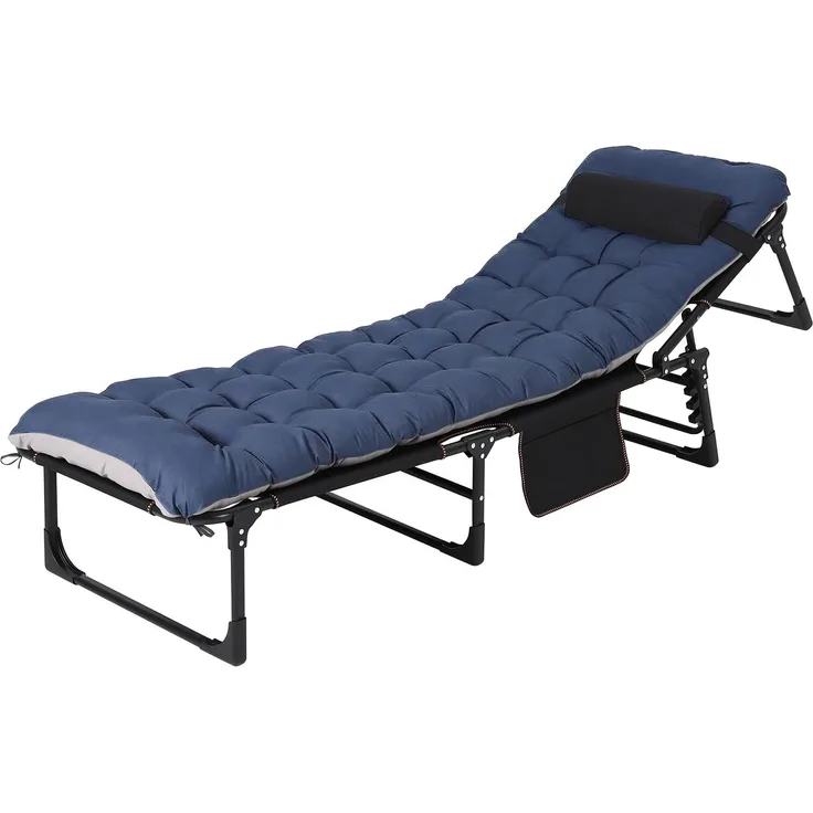 GarveeLife Klappbar Sonnenliege Gartenliege Klappbett, Liegestuhl Gästebett Mit Matratze, Tragbare Relaxliege Für Balkon, Garten, Kann Als Campingbett, Bis 400LB Belastbar