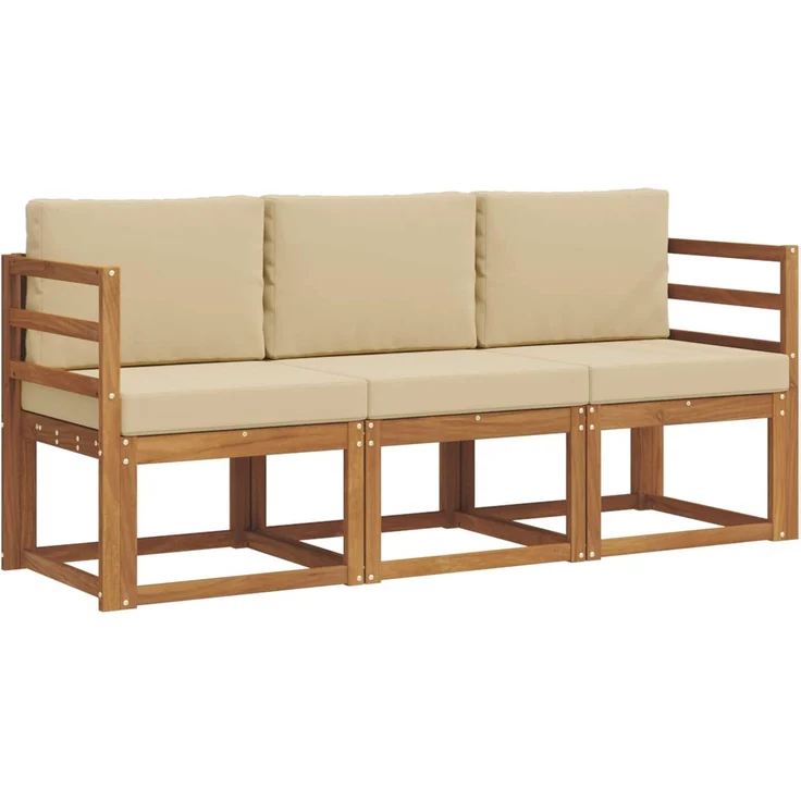 vidaXL Outdoor-Sofagarnitur 3 stk. 3-Sitzer Natur und Beige 3365926 – Bild 2