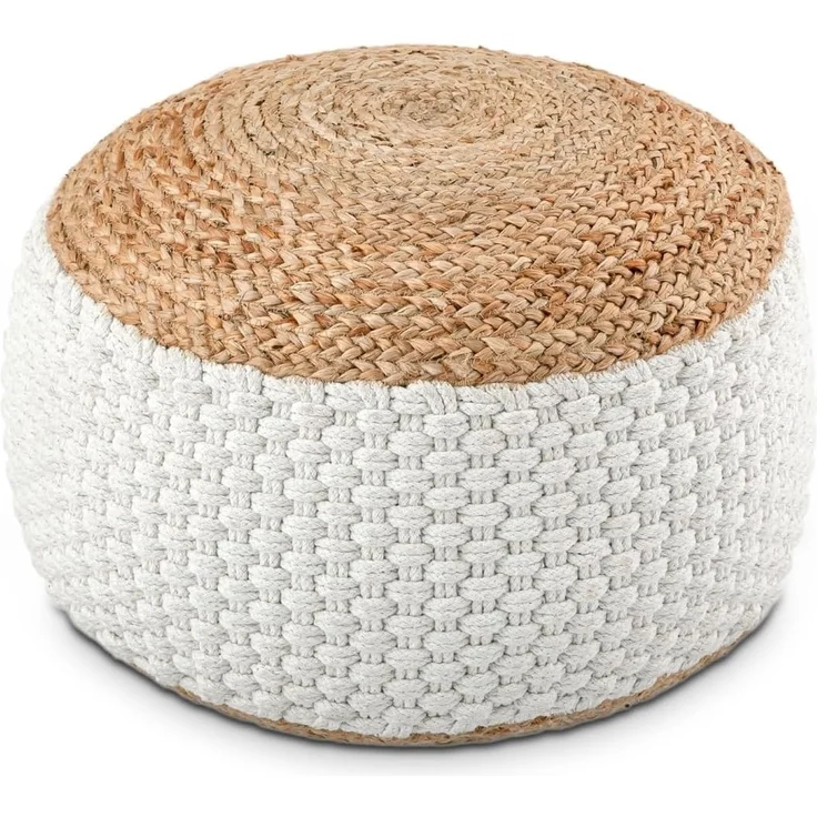 Amagohome Sitzhocker Sitzhocker Sitzpouf Jute Bodenkissen rund quadratisch Deko Hocker Fußh – Bild 1