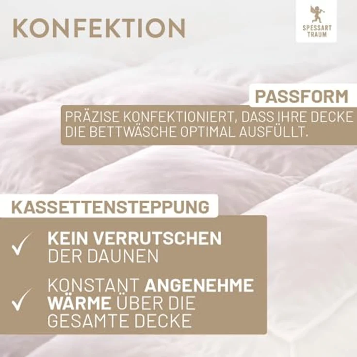 Spessarttraum Daunen Kassettendecke Silber extra warm, Füllung: 100% Daunen|155x220 cm – Bild 8