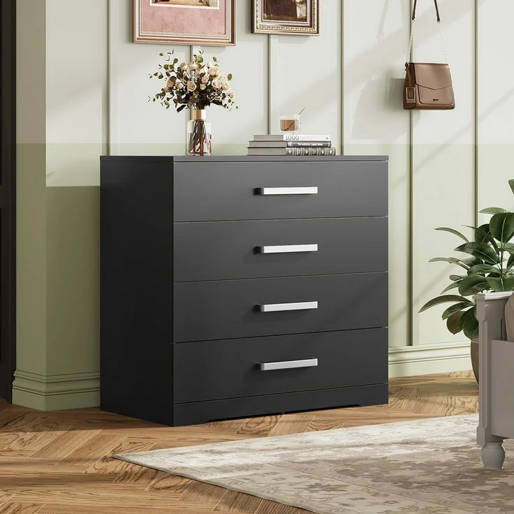 WLIVE Kommode mit 4/5 Schubladen, Moderne Schubladenkommode (Packung, Modernes Sideboard mit 3 Schubladen und 4 Fächern, Breite 75 cm), Vielseitiger Schubladenschrank für Schlafzimmer, Flur & Kinderzimmer – Bild 1
