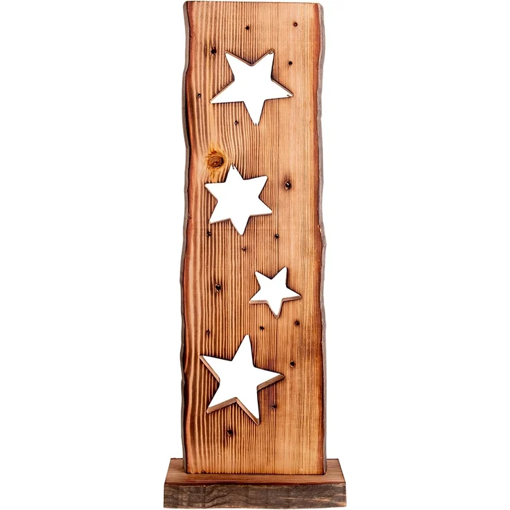 LED Weihnachtsleuchte Sternenmotiv, Holz, Timer, H 60 cm – Bild 9