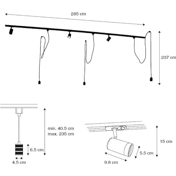 QAZQA Modernes Schienensystem Komplettset, 3-flammiger Deckenspot mit GU10 Fassung, dimmbar, Schwarz und Gold, für Wohnzimmer, Esszimmer und Büro – Bild 4