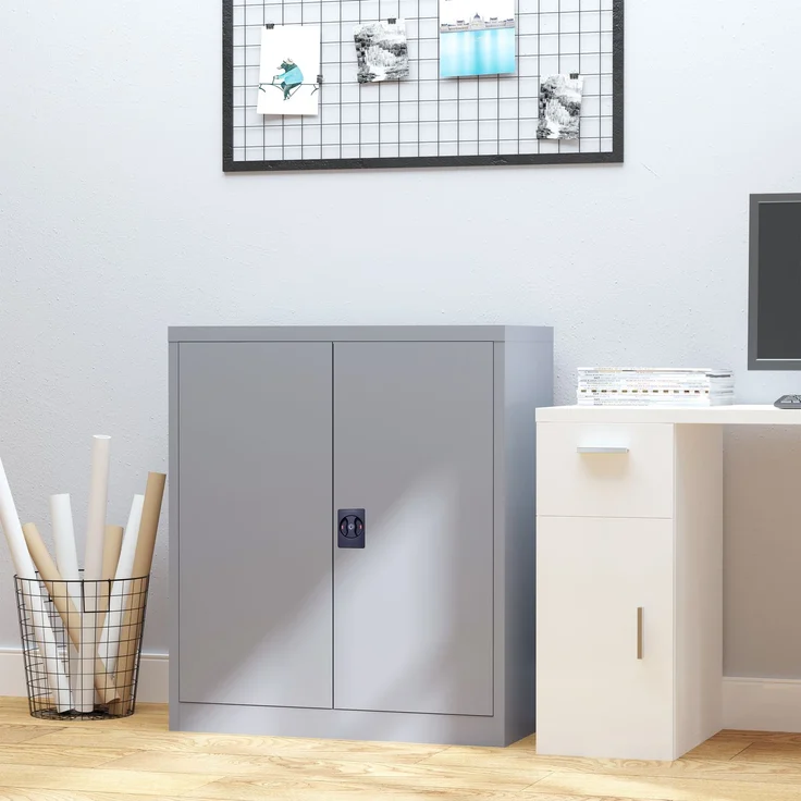 Aktenschrank Stahlschrank Mehrzweckschrank mit verstellbarem Regal und Schloss für Arbeitszimmer Wohnzimmer Grau--Grad--92.5x40x80cm--YOUDENOVA – Bild 4