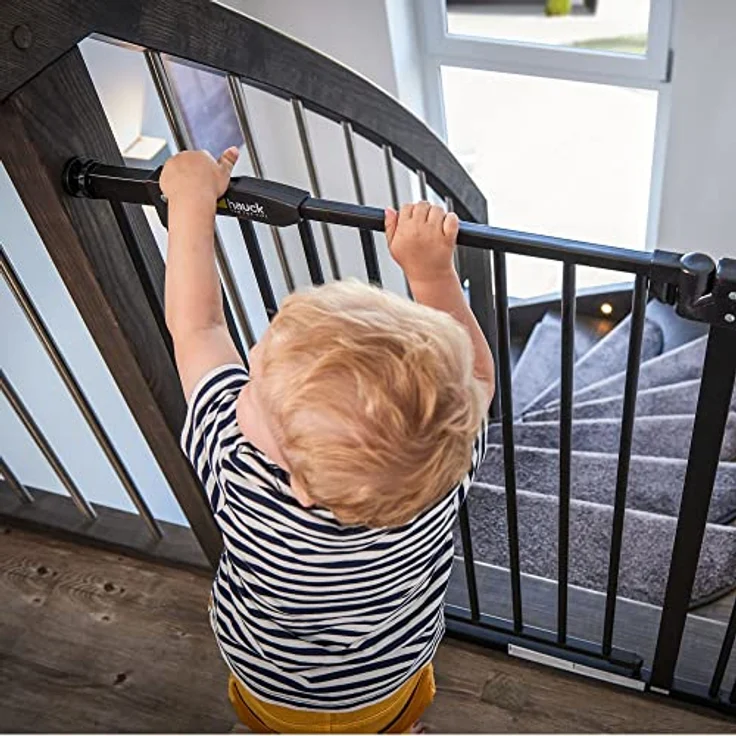 Hauck Close N Stop Treppengitter inklusive 21 cm Verlängerung/Türschutzgitter/96 – 101 cm/ohne Bohren Kinder/Hunde/kombinierbar mit Y-Spindel für Geländer/beidseitig schwenkbar/Metall/charcoal (grau) – Bild 6