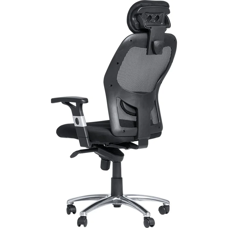 Carmen 7520 Ergonomischer Bürostuhl mit Netzrücken, Kopfstütze und Lordosenstütze – Schwarz – Bild 4
