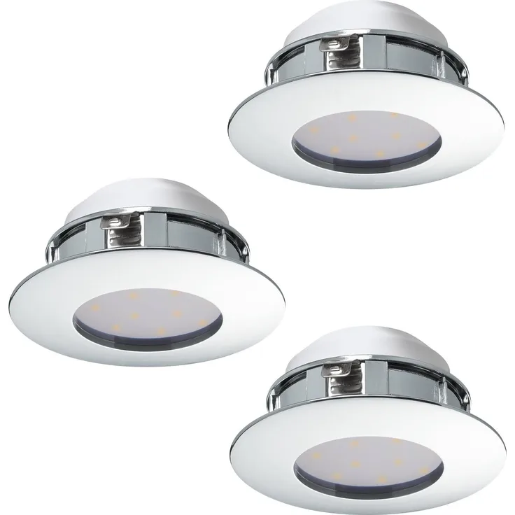 Eglo 95822 Hochvolt LED Einbauleuchte PINEDA Ø 7,8cm in chrom IP44 3000K