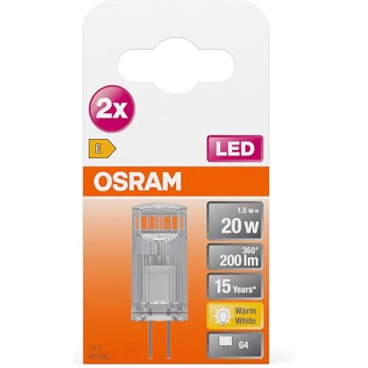 OSRAM G4 LED-Stiftsockellampe 1,5W, warmweiß 2.700K, klar, 2er-Pack – Bild 2
