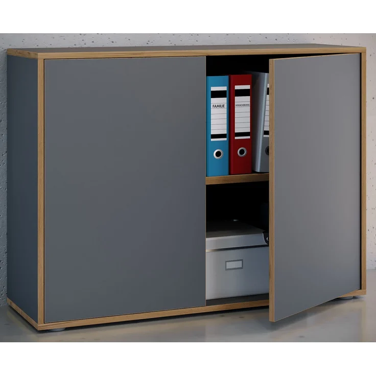 VCM Büroschrank Salia 920723 Anthrazit H. 74 x B. 100 x T. 33 cm – Bild 3
