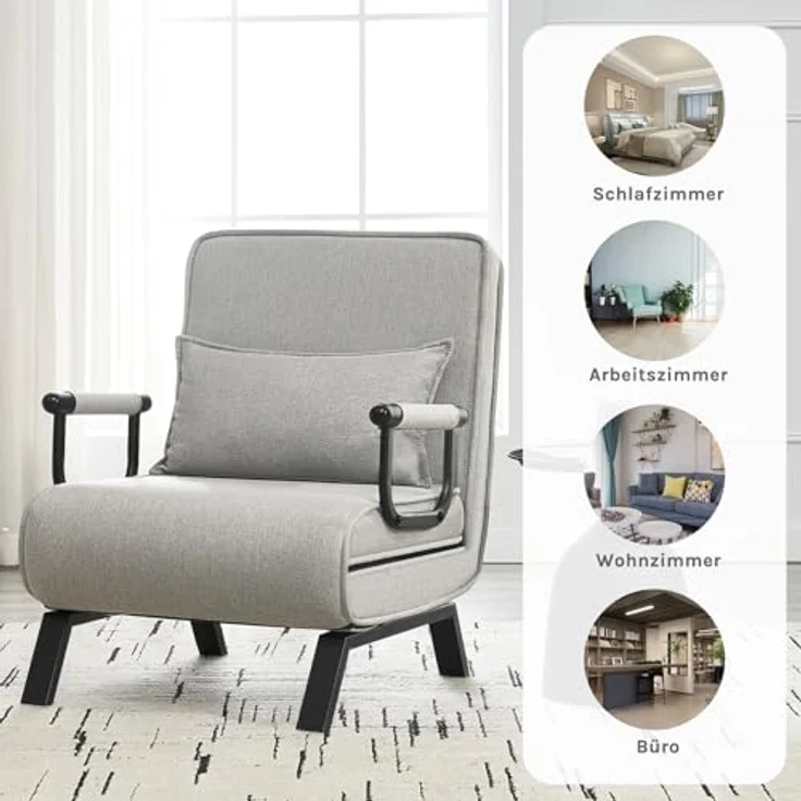 Woltu Schlafsofa, 1 Teile, Schlafsessel 3 in 1, mit Bettfunktion, Sofabett Gästebett – Bild 8