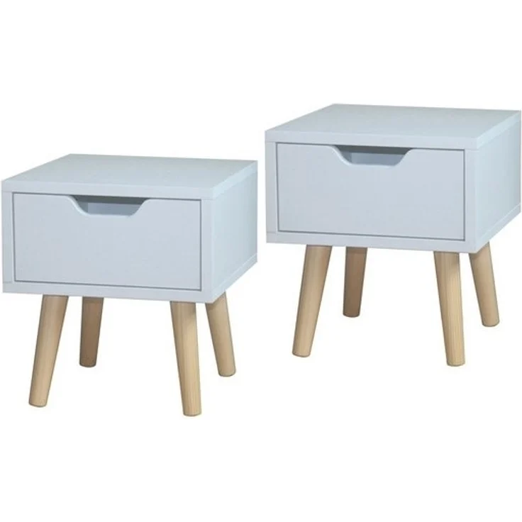 HTI-Living Nachttisch Nachttisch 1 Schublade 2er-Set Thekla Weiß (Set, 2-St, 2 Nachttische), Beistelltisch Kommode – Bild 2