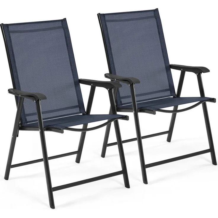 Yaheetech Klappstuhl 2-er Set Klappbarer Gartenstuhl aus Texteline-Gewebe, Stabile Gartenstühle mit Rückenlehne & Armlehnen bis 150 kg Belastbar – Bild 1