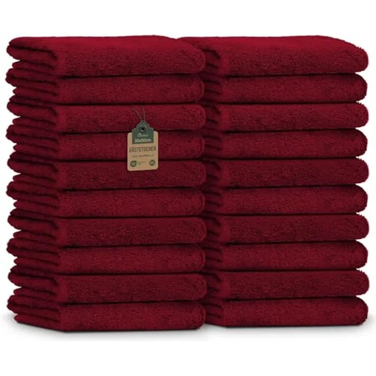 NatureMark Gästetücher – 20er Pack (30x50 cm), 100% Baumwolle, Oeko-TEX Zertifiziert, weich, saugfähig und pflegeleicht – Für Bad, Gäste & Spa – Bordeaux rot – Bild 2