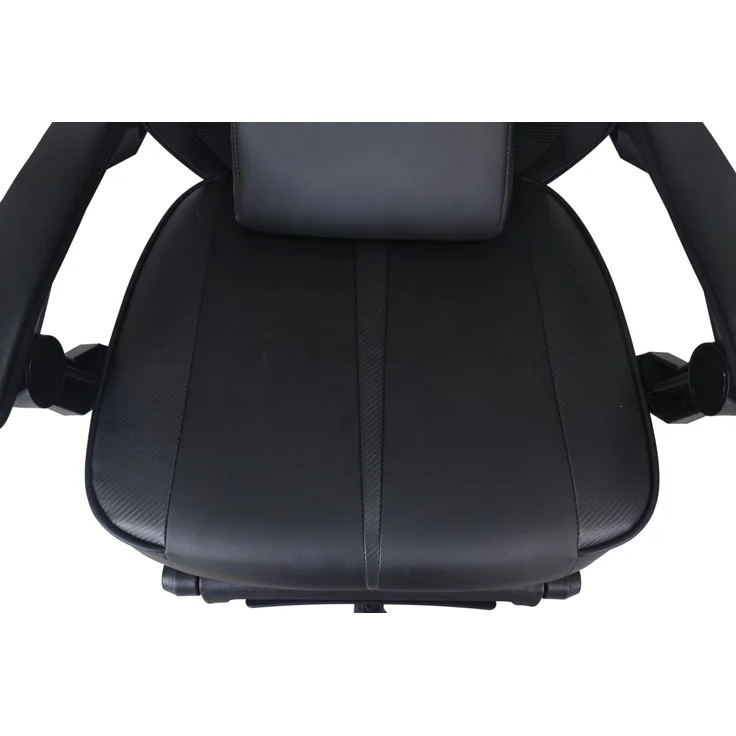 Carryhome 'COLE' Gaming Stuhl, Kunstleder schwarz, 59 x 108 x 56 cm, mit Fußstütze und Lordosekissen – Bild 7