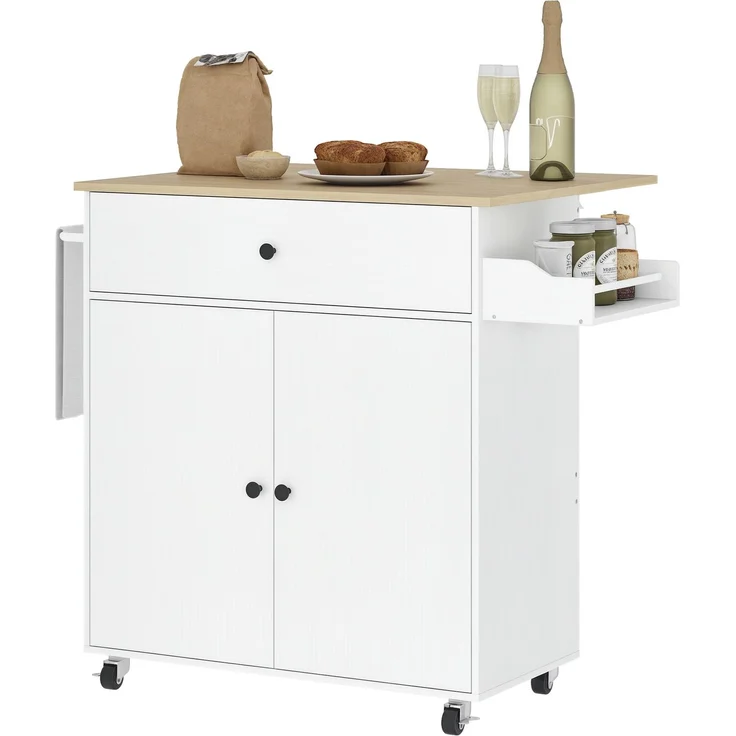 HOMCOM Kücheninsel, Spanplatte, MDF, Weiß, 106L x 42B x 87H cm – Bild 1