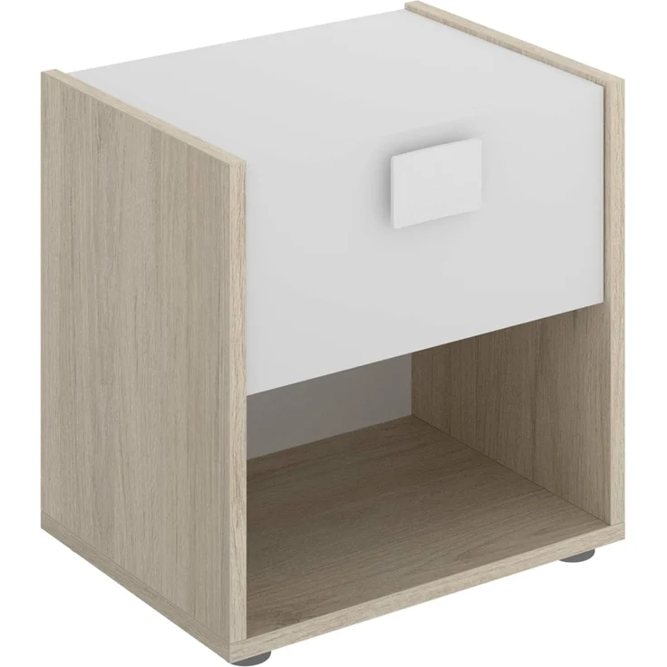 Vente-unique - SONIA Nachttisch Holz, Platte BeigeWeiß - B 33 cm x H 40 cm x L 42 cm – Bild 1