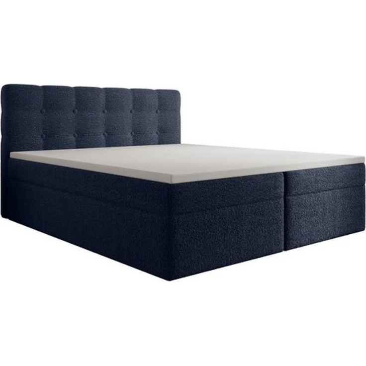 thematys Boxbett Luxus mit Bettkasten 180x200cm, mit Bonnellfederkernmatratze H3, Bouclé/Velours, mit Stauraum, mit 3 cm Topper, Blau (Frotte 12), Art.-Nr. S0WGG0ANJ0R – Bild 6
