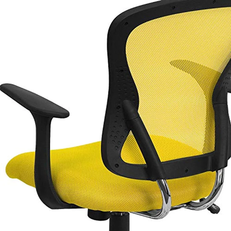 Flash Furniture Alfred Bürostuhl mit mittelhoher Rückenlehne, Netzstoff, drehbar, mit Chromfuß und Armlehnen, Gelb – Bild 10
