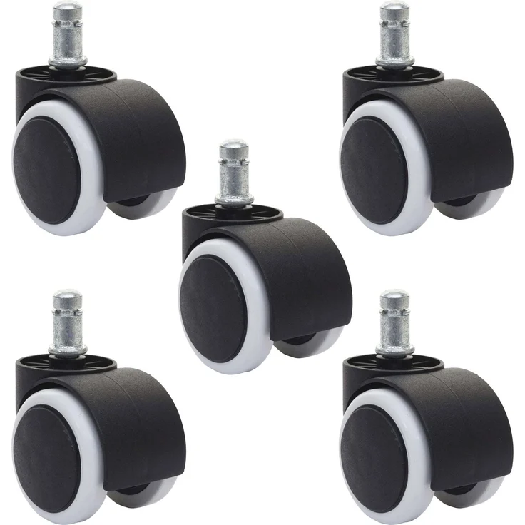 5er-Set Hartbodenrollen HWC-H86, Bürostuhl-Rollen Stuhlrollen, 150kg belastbar Ø 11mm ~ weiß – Bild 1