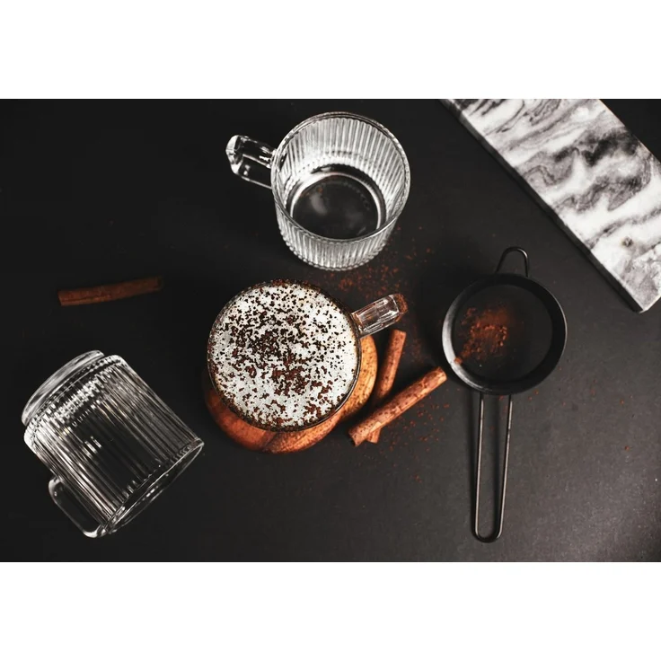6x Kaffeegläser Teegläser 360 ml Stapelbar mit Reliefstruktur Spülmaschinengeeignet Hitzebeständig – Ideal für Kaffee, Tee, Cappuccino, Latte Macchiato – Bild 2