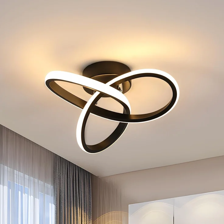 Goeco Moderne LED Deckenleuchte, 22W Deckenleuchte, Deckenleuchten für Wohnzimmer Schlafzimmer Küche, 3000K Warmes Licht, Schwarz