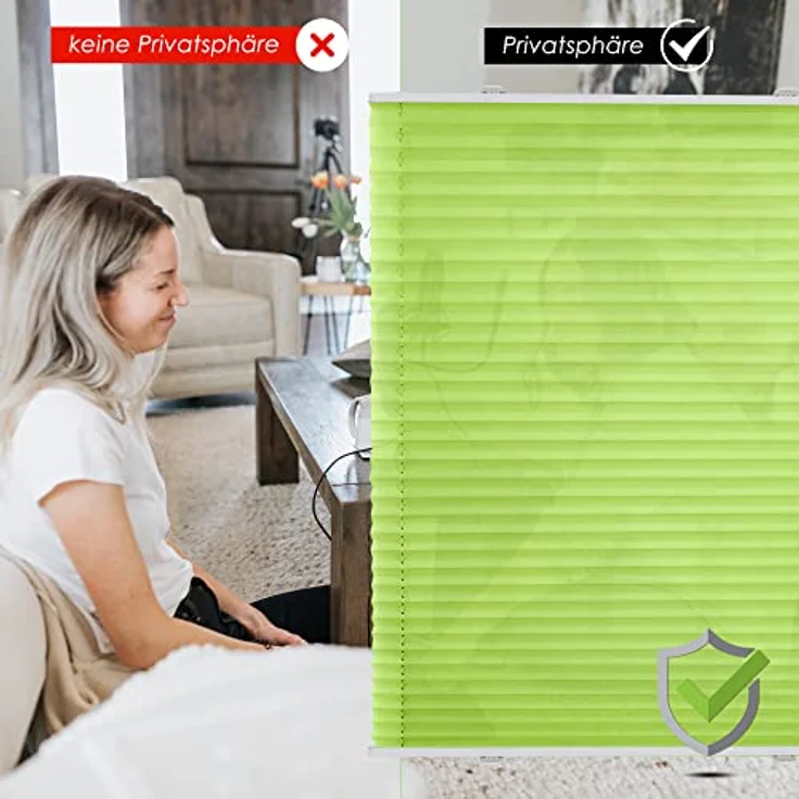 bobodeco Plissee ohne Bohren Klemmfix Faltrollo Jalousie Grün 100x130 cm (BxH), Plisseerollo Sichtschutz und Sonnenschutz Blickdicht Easyfix lichtdurchlässig Rollo für Fenster & Tür – Bild 5