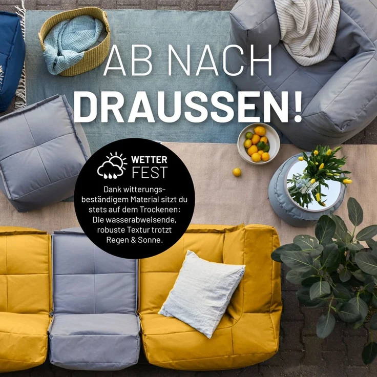 Lumaland Sitzsack In- & outdoor Sofa individuell kombinierbar mit dem Modularen System, Sessel wasserfest abnehmbarer Bezug erweiterbar waschbar – Bild 6