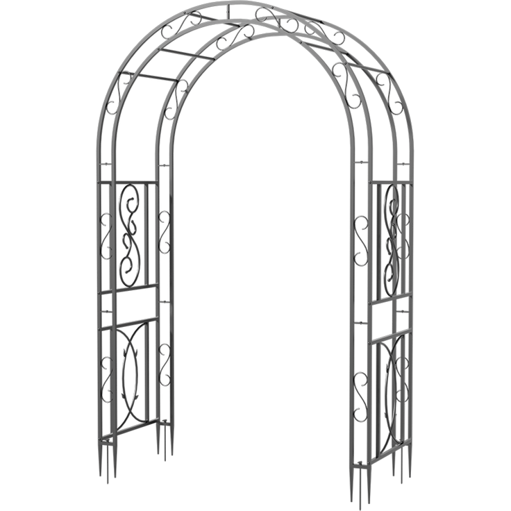 UNHO Gartenbogen aus Metall Schwarz 134 x 55 x 215 cm – Bild 3