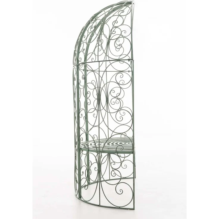 CLP 'Rosie' Halbpavillon mit Sitzbank, Eisen mit Pulverbeschichtung, 178 x 58 x 120 cm, Antik Grün – Bild 6