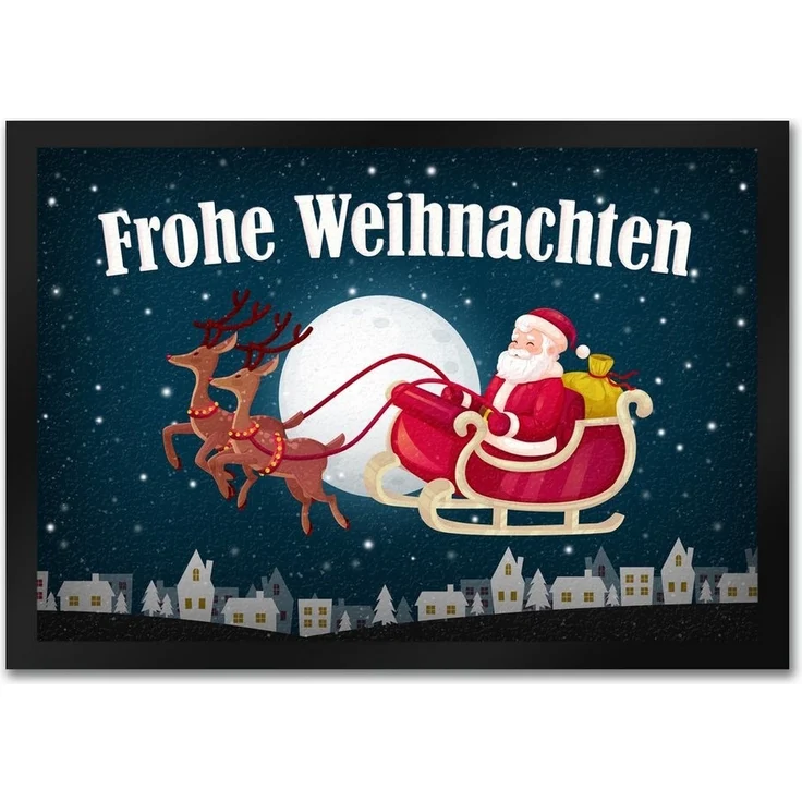 speecheese Fußmatte Frohe Weihnachten Fußmatte mit Weihnachtsmann Motiv Nikolaus Rentier – Bild 1