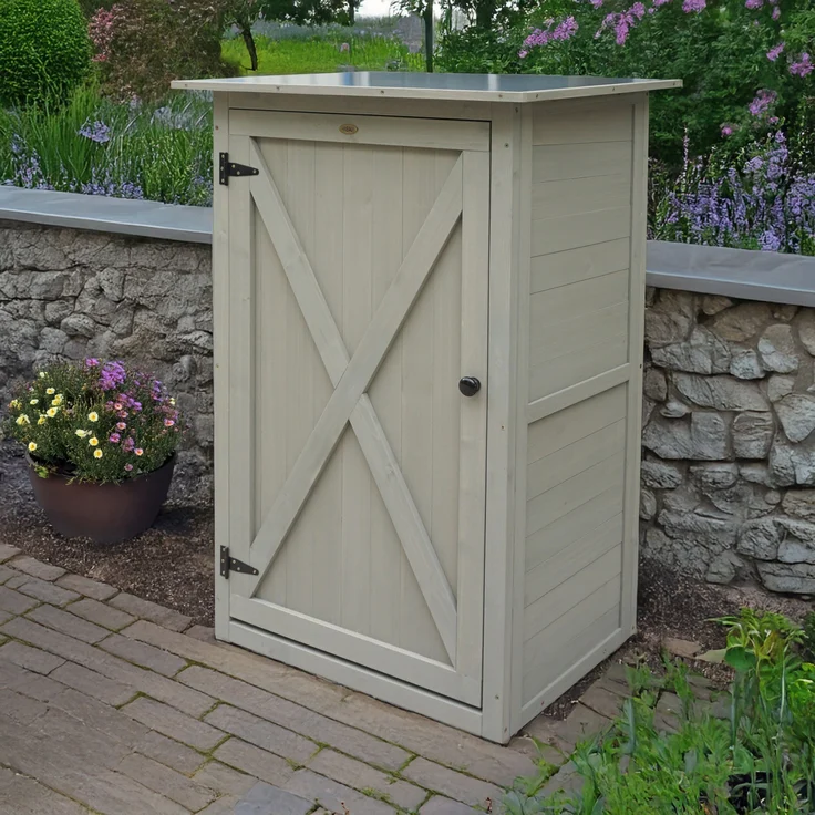 HABAU Gartenschrank "Benno" aus Holz, Grau, 76 x 56 x 117 cm – Bild 2