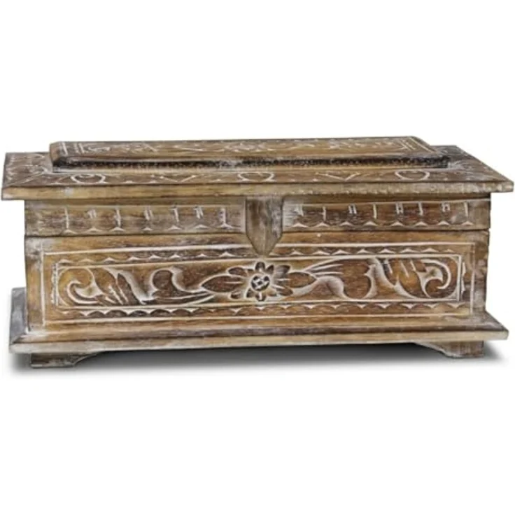 Oriental Galerie Truhe Truhe Albesiaholz Natur WW 40 cm Klein (1 St) – Bild 5