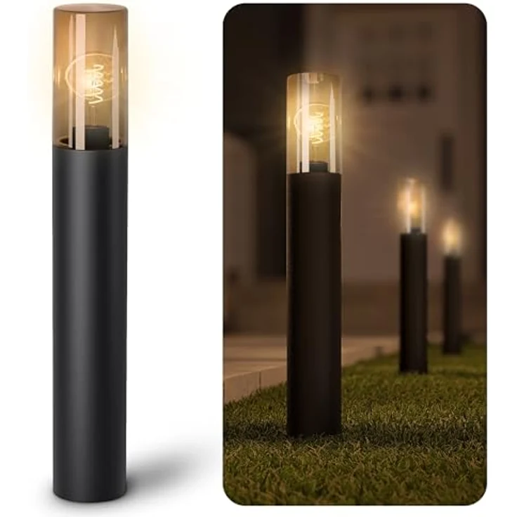 SSC-LUXon VARDA Pollerleuchte Außen, schwarz, LED E27 Vintage Filament, 50 cm, IP44 wetterfest – Bild 2