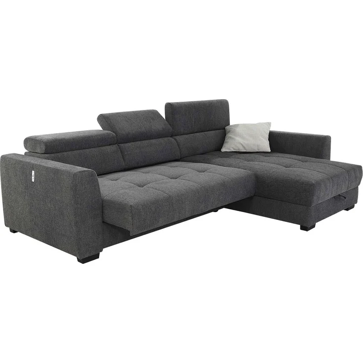 Jockenhöfer Gruppe Ecksofa SAN MARINO, Dunkelgrau, Webstoff, Bettkasten, Sitztiefenverstellung, Kopfteilverstellung, B 300 x T 196 cm – Bild 3